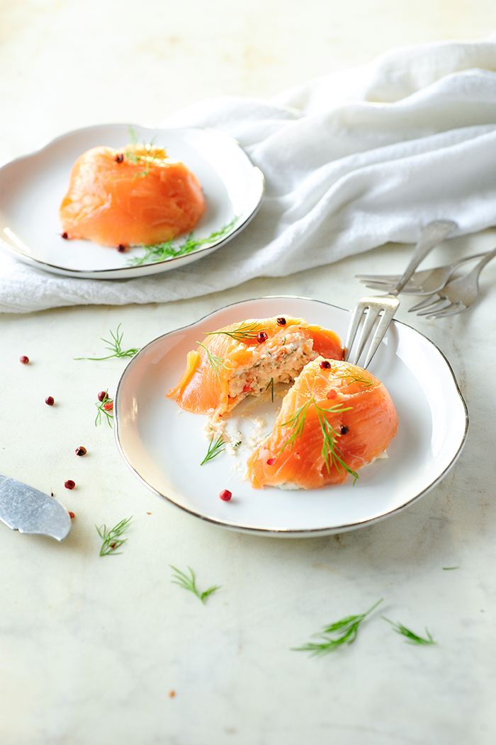 serving dumplings | Salmon mousse with cottage cheese