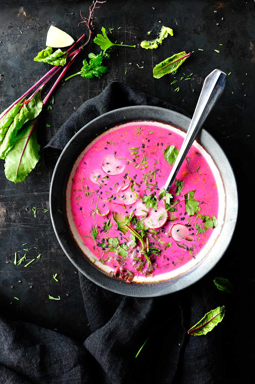 Baby beetroot gazpacho with kefir and wasabi1
