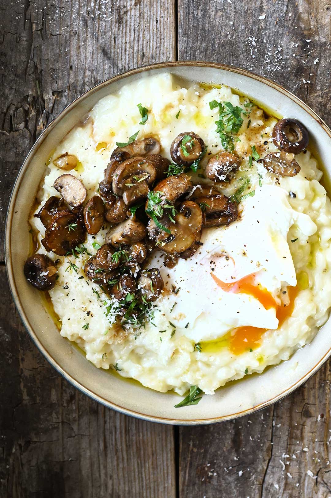 serving dumplings | Creamy Risotto with Balsamic Mushrooms