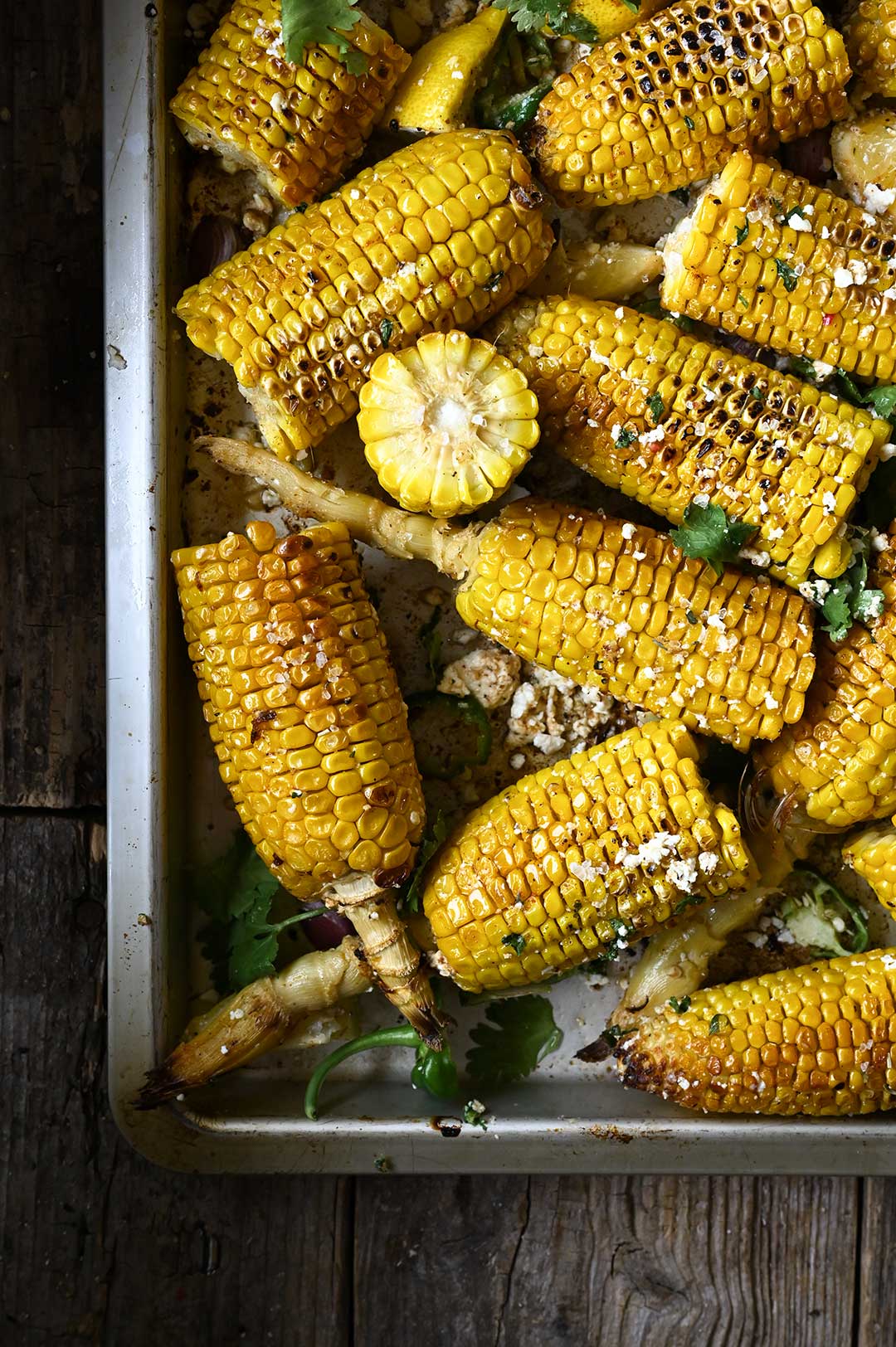 serving dumplings | Garlic Butter Roasted Corn with Feta and Chilies