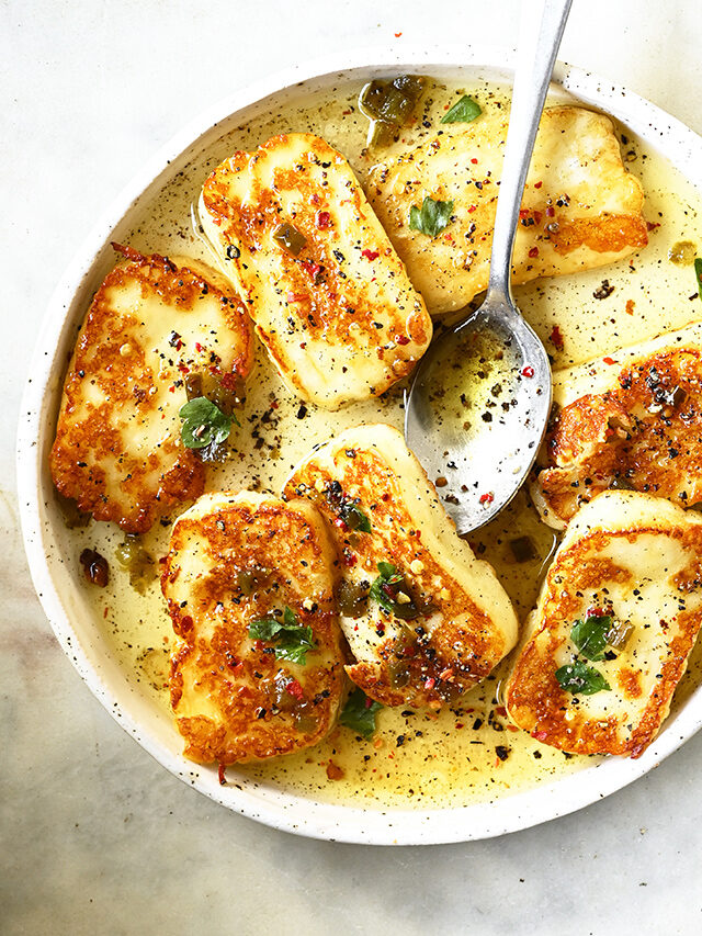Pan-Fried Halloumi with Peppered Honey