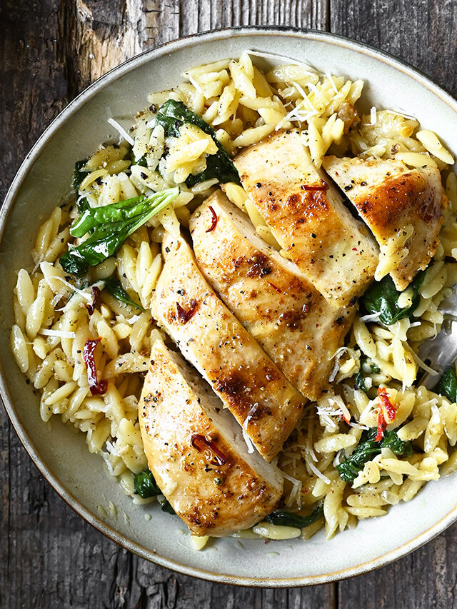 One Skillet Parmesan Chicken and Orzo