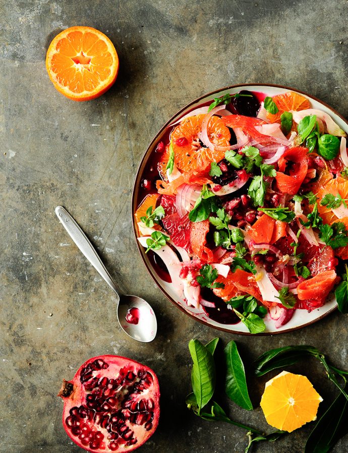 Citrus, beet and fennel salad with smoked salmon