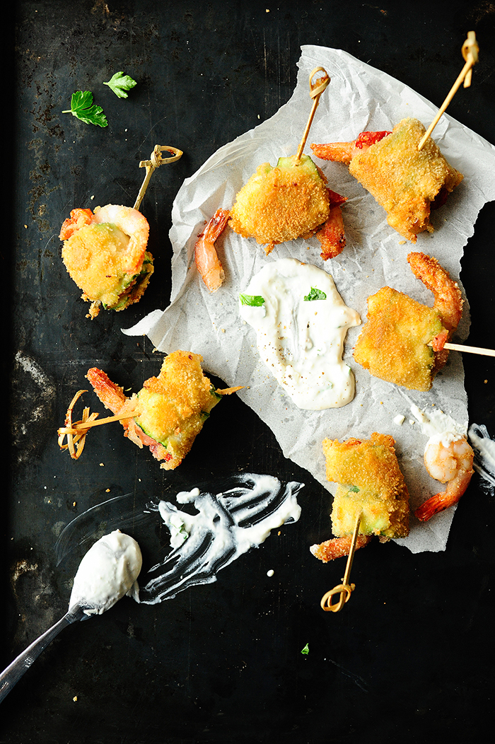 serving dumplings | Fried zucchini rolls with shrimps