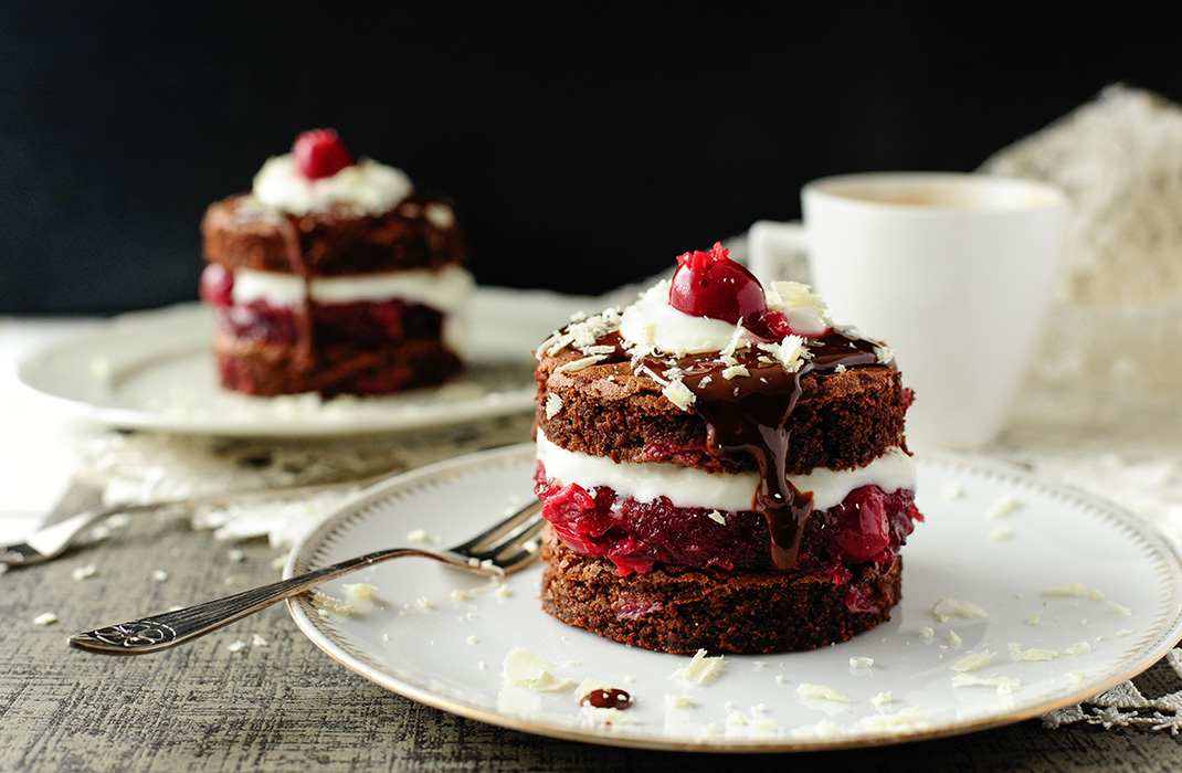 Little black forest cakes