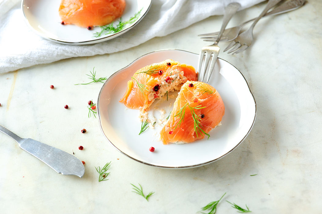serving dumplings | Salmon mousse with cottage cheese