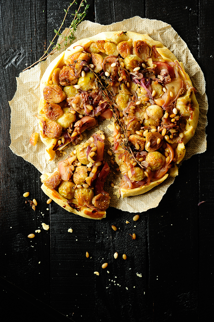 serving dumplings | Tarte tatin with Brussels sprouts and apple