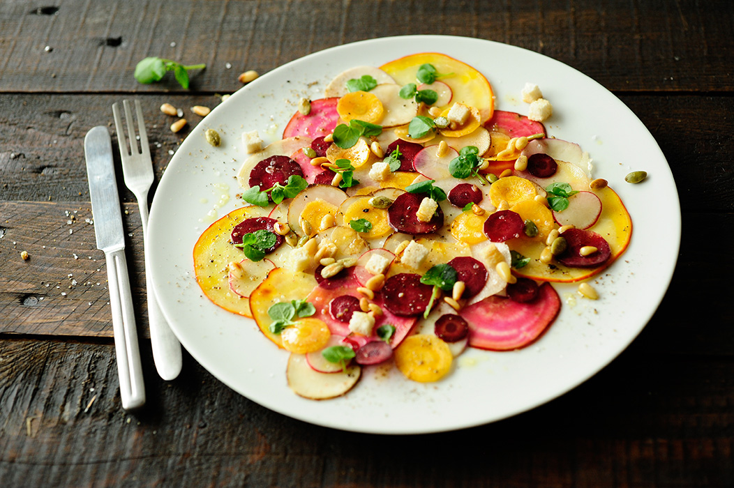 serving dumplings | Vegetarian carpaccio