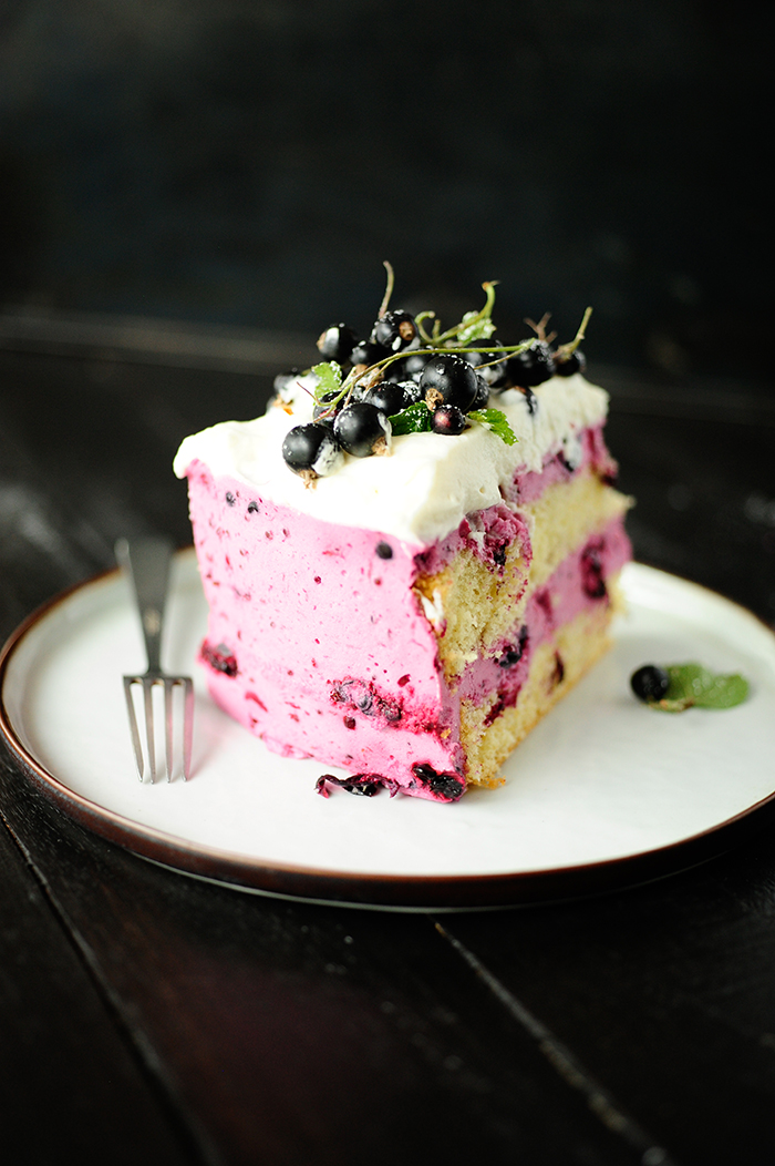 serving dumplings | Blackcurrant mousse cake