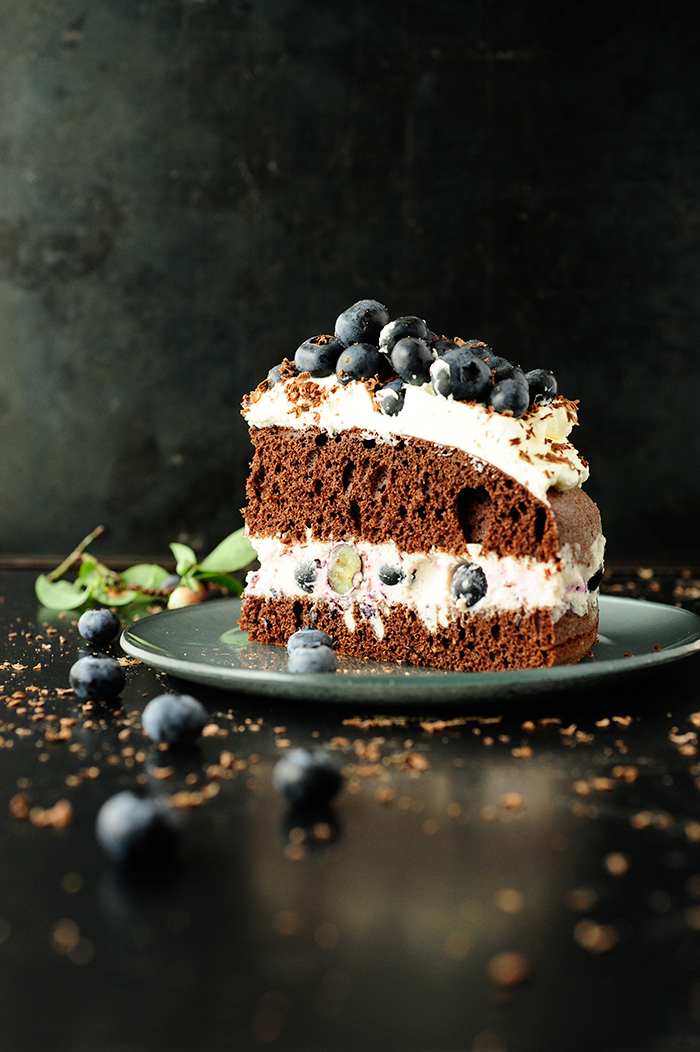 Blueberry chocolate cake