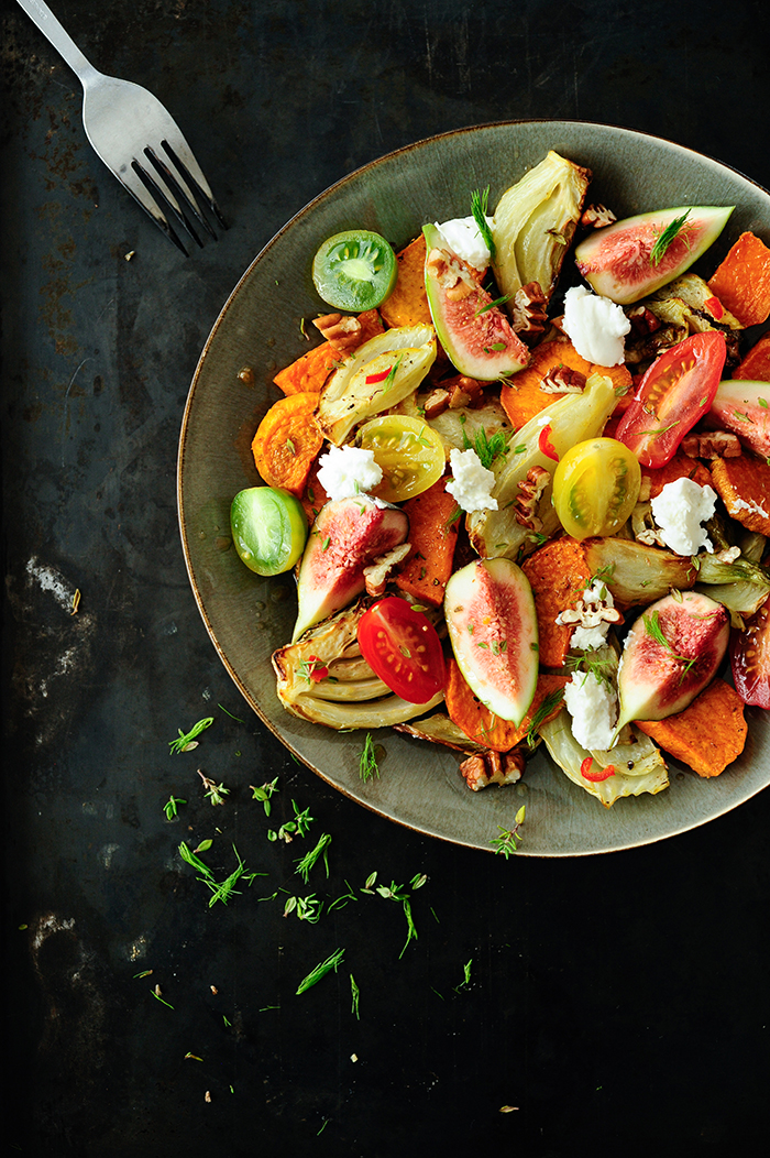 serving dumplings | roasted-sweet-potatoes-salad-with-fennel