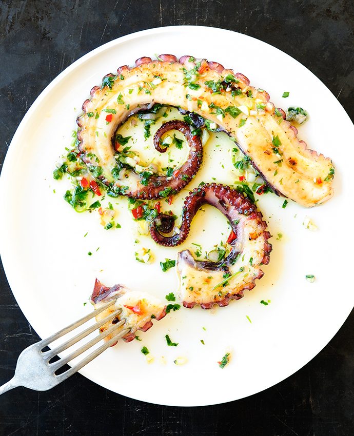 Grilled octopus with chimichurri