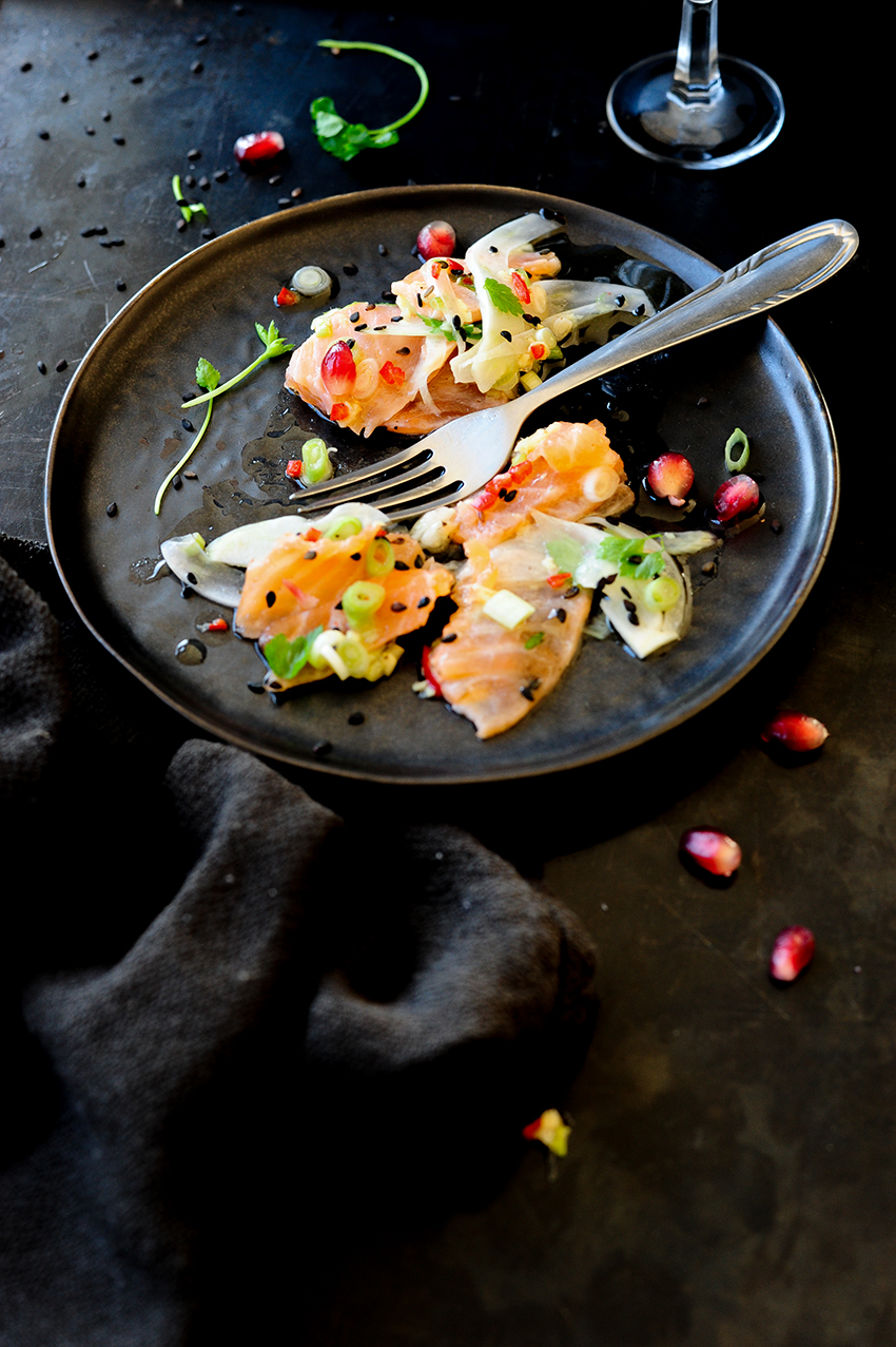 serving dumplings | oriental-salmon-ceviche