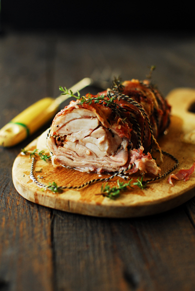 serving dumlings | pancetta-wrapped-rabbit-with-garlic