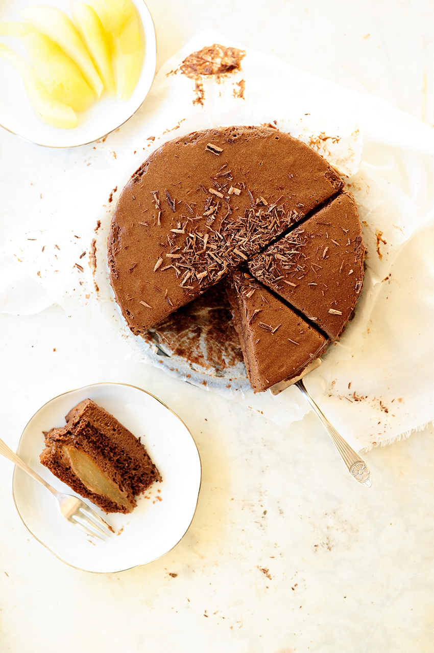 Perentaart met chocolademousse