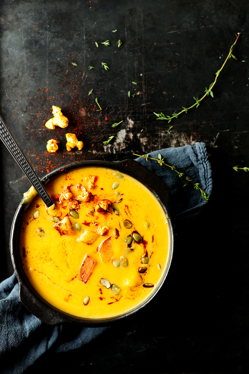 pumpkin-sweet-potato-soup-with-caramelized-apple-and-popcorn