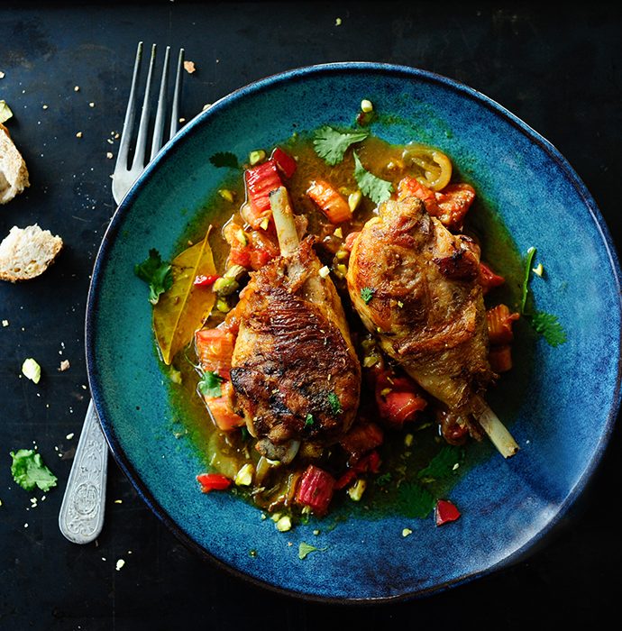 Roasted chicken with rhubarb