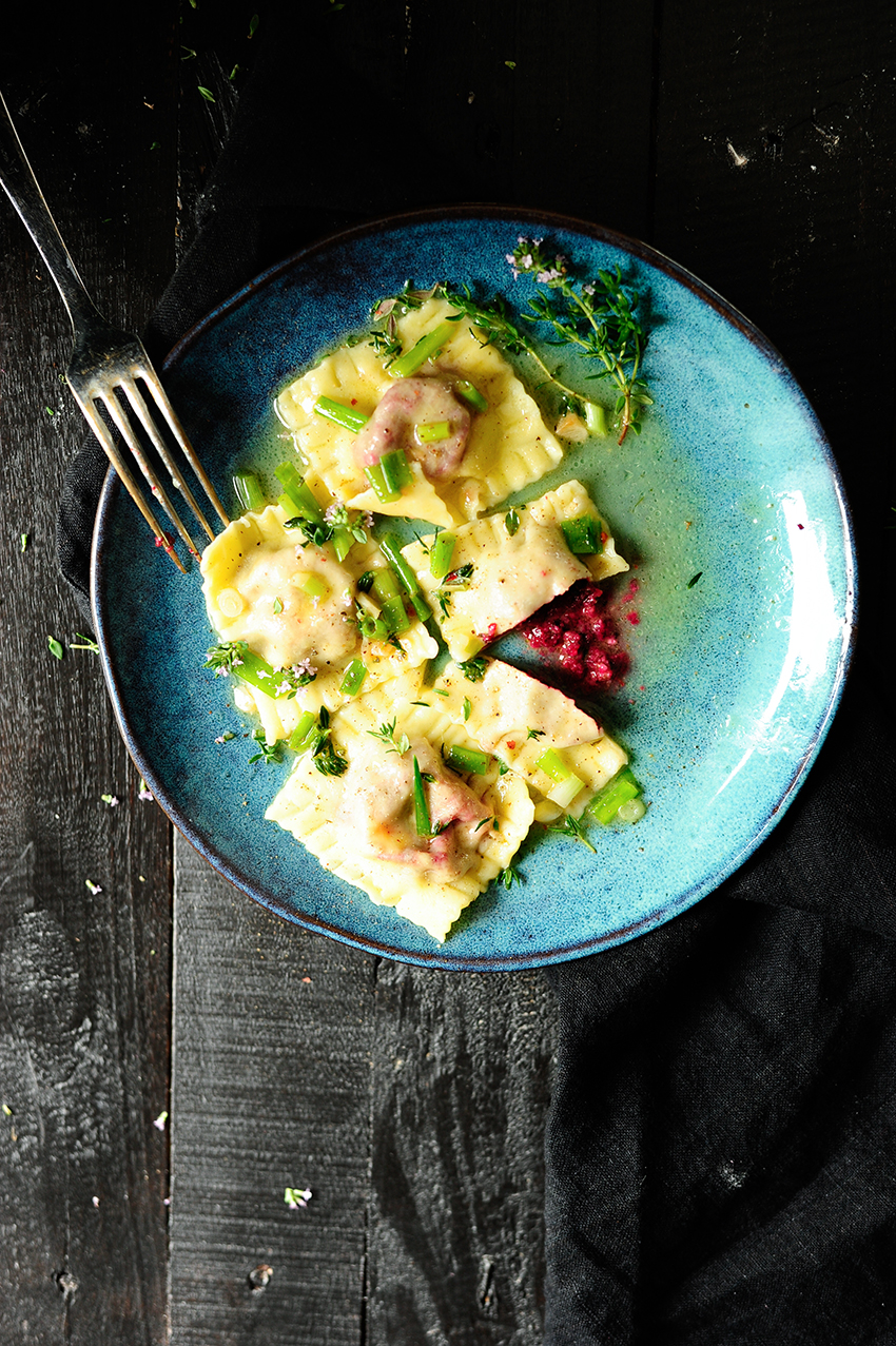 Baby beets and goat cheese ravioli 2