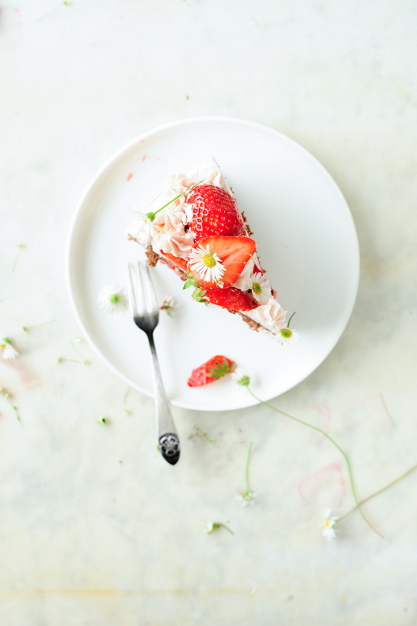 Chocolate cake with strawberry mascarpone frosting