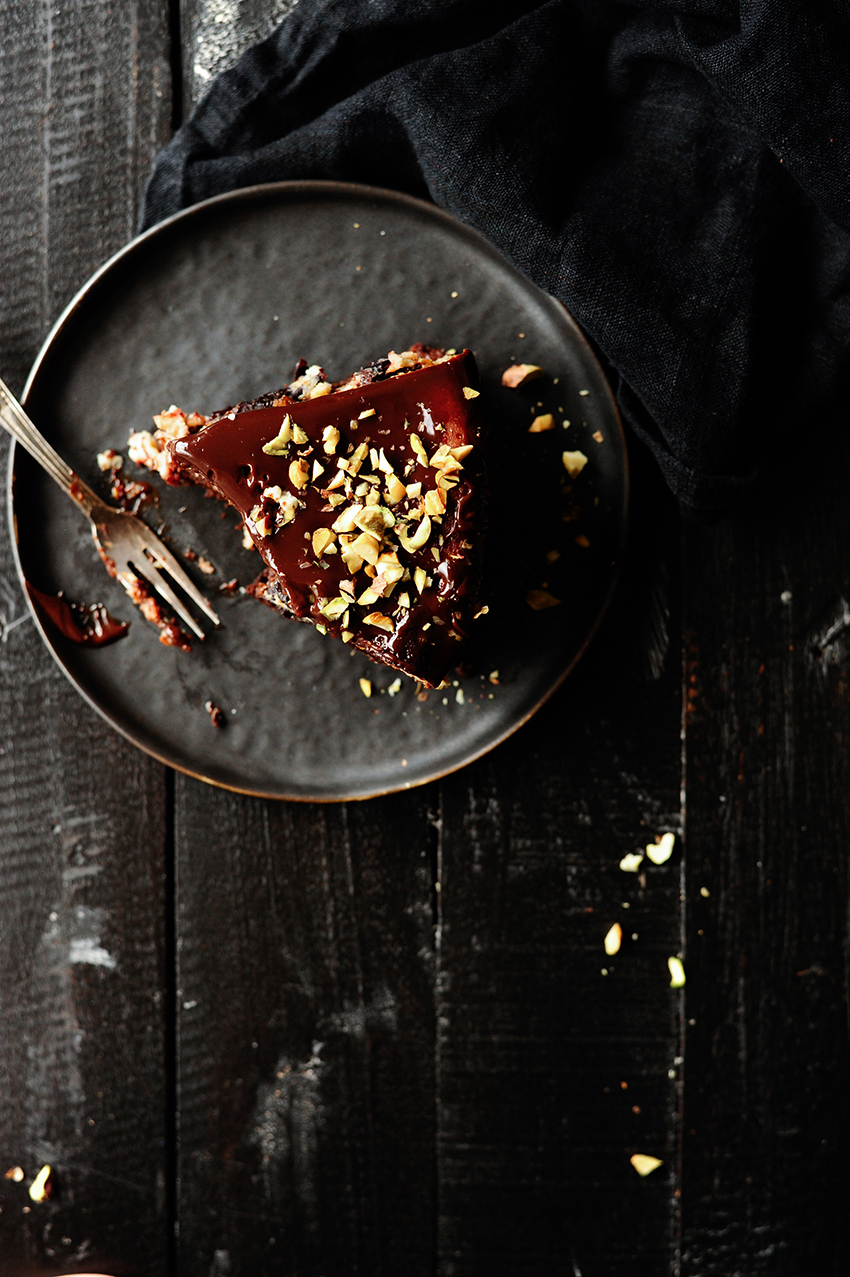 Chocolate vodka plum cheesecake