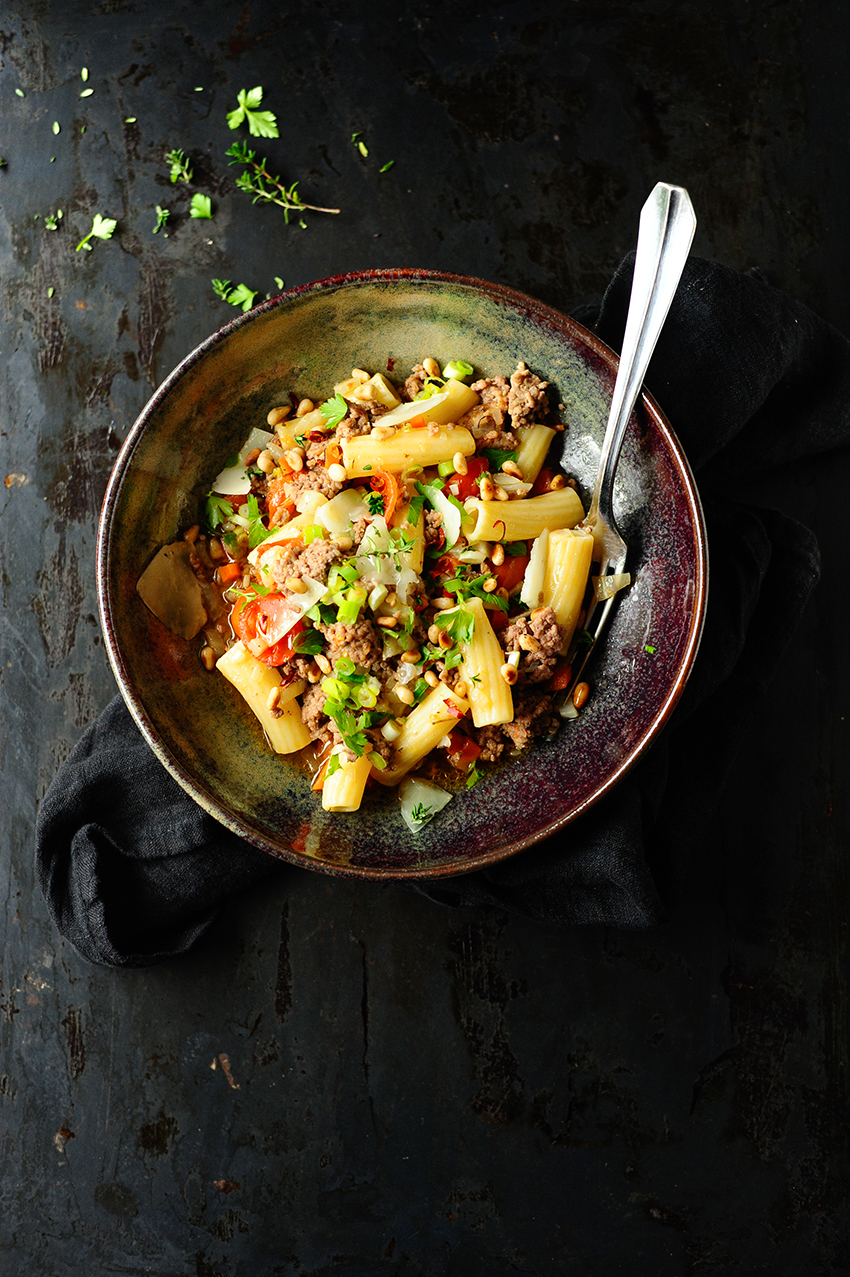 Hartelijke pasta met lamsgehakt