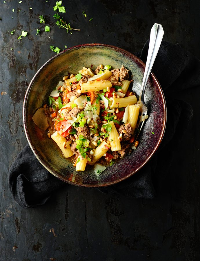 Hearty lamb and vegetable pasta