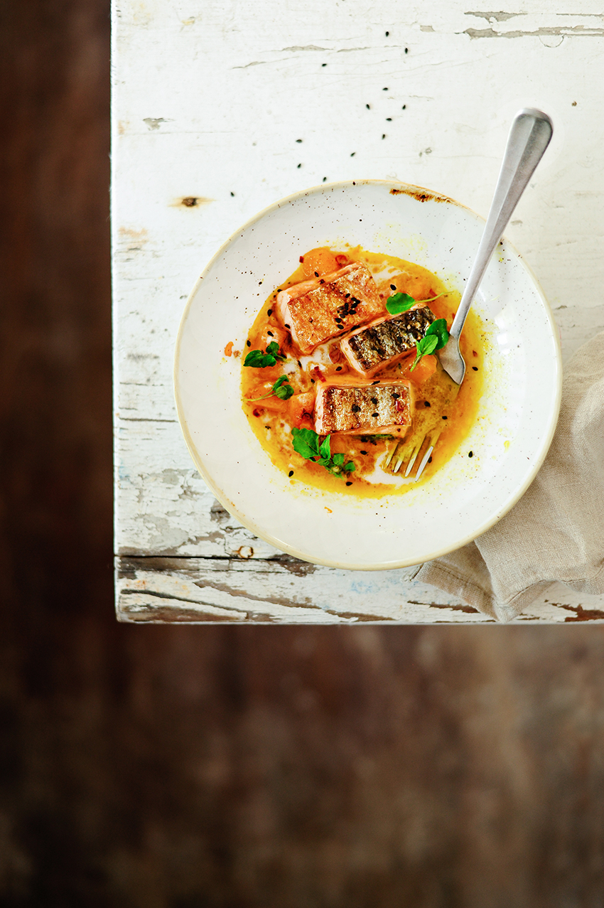 serving dumplings | Thai salmon with butternut 