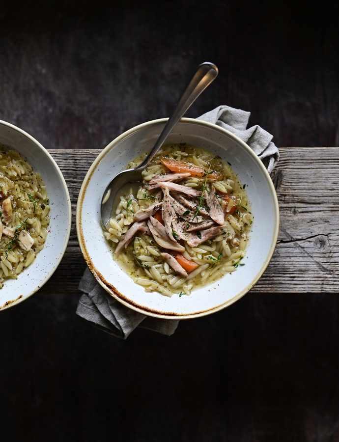 Herby chicken soup with orzo