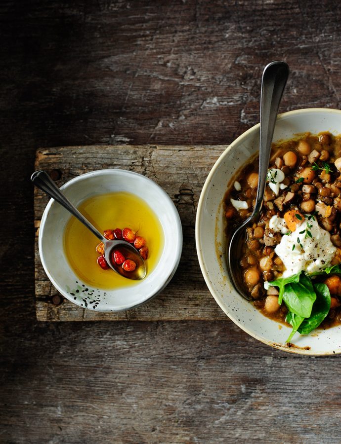 Winter one-pot lentil stew