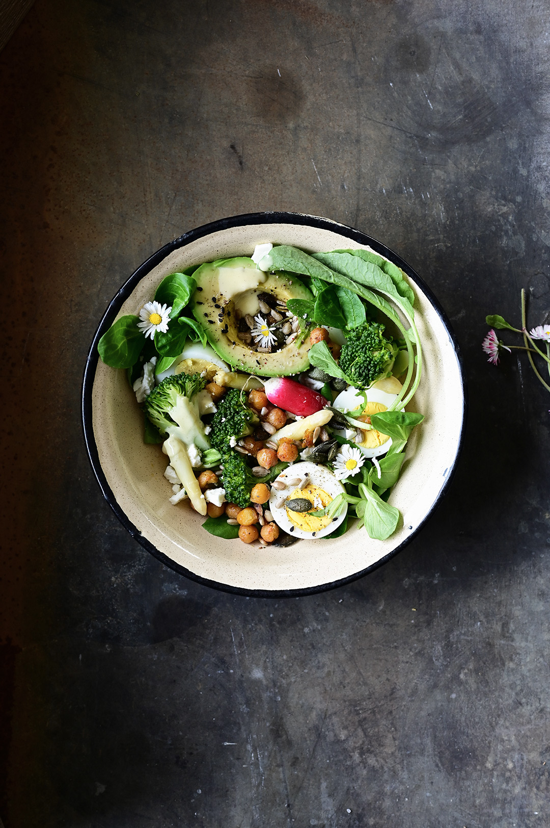 serving dumplings | Asparagus and broccoli spring salad with lemon honey dressing