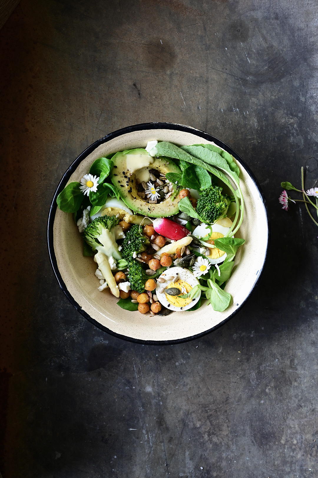 Asparagus and broccoli spring salad with lemon honey dressing