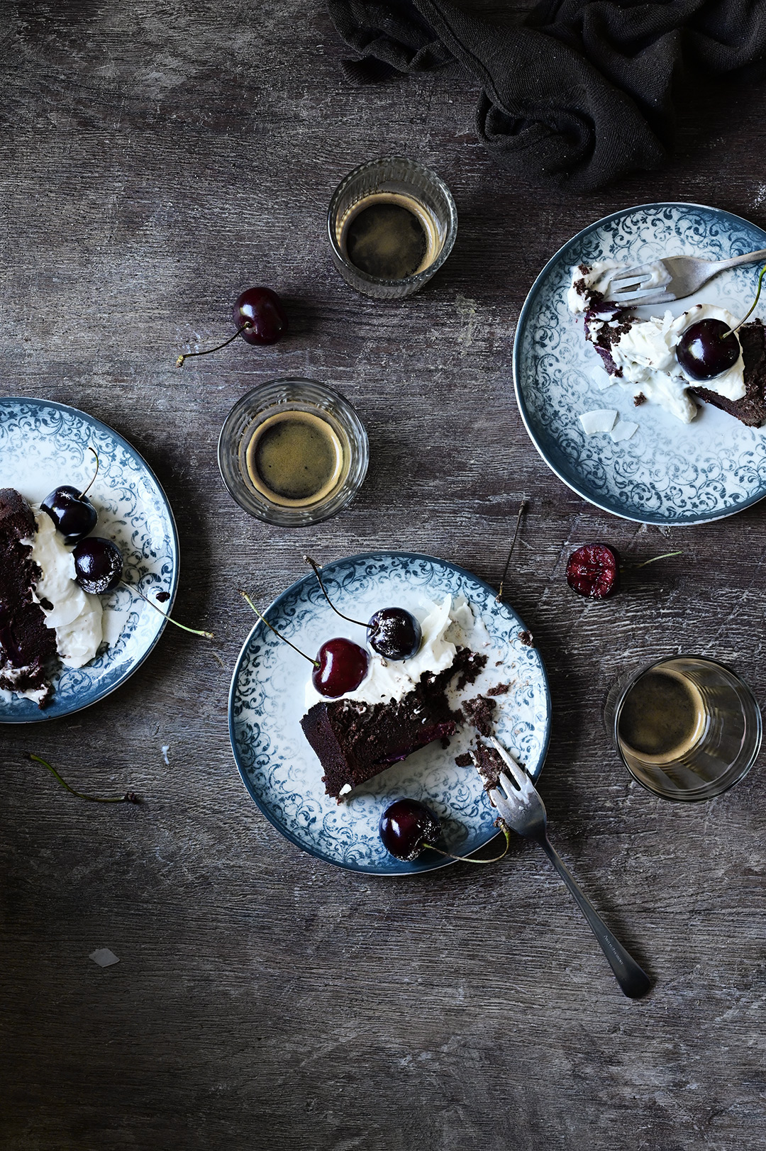 Flourless chocolate cake with cherries