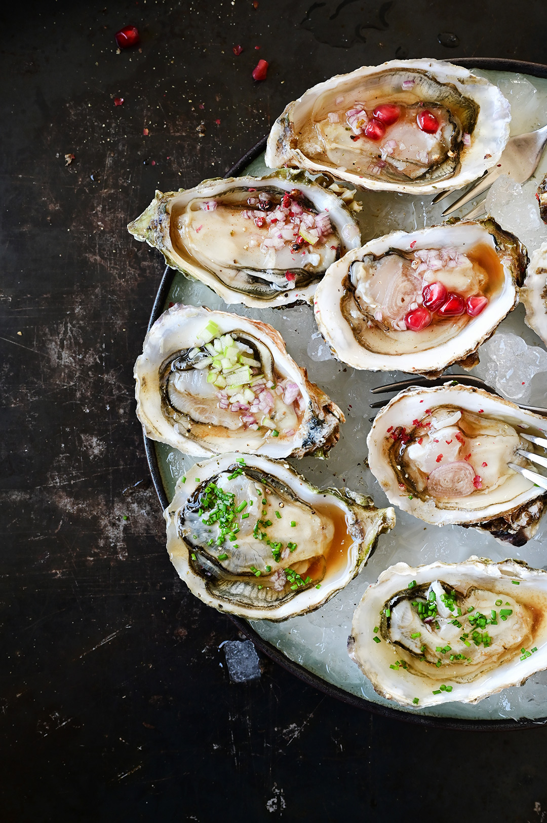 Fresh oysters five-ways