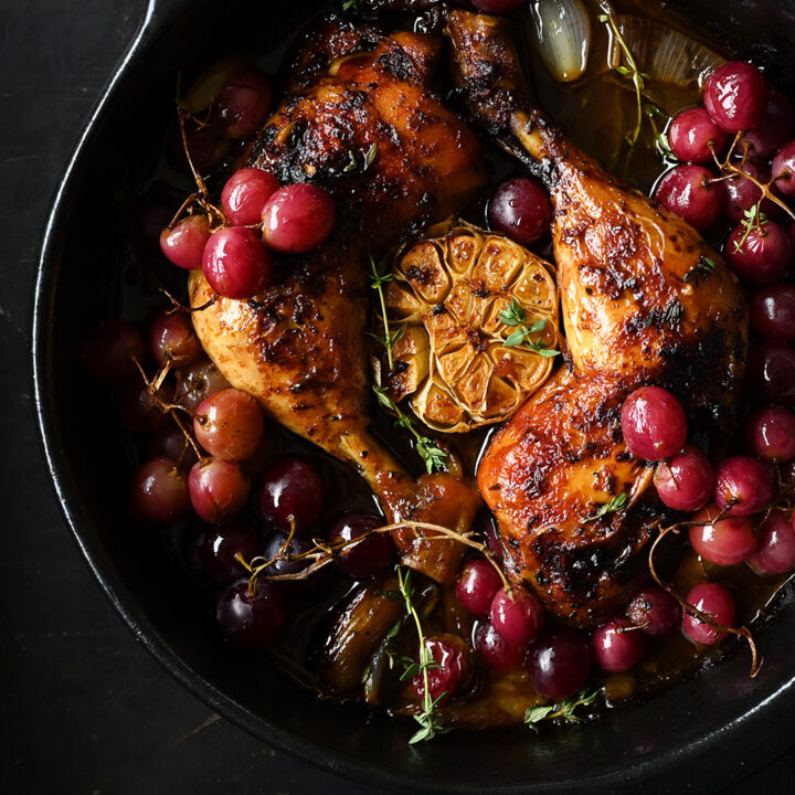 roast chicken legs with grapes