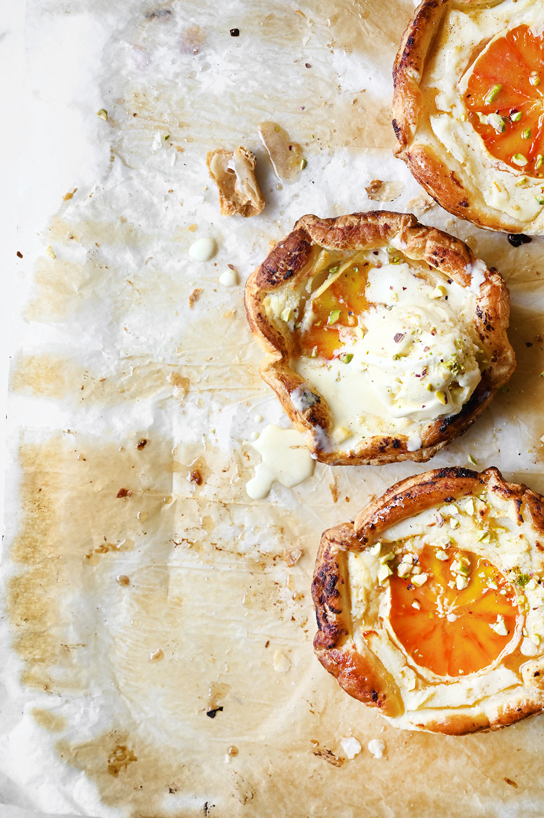 Blood orange and ricotta puff pastry tarts