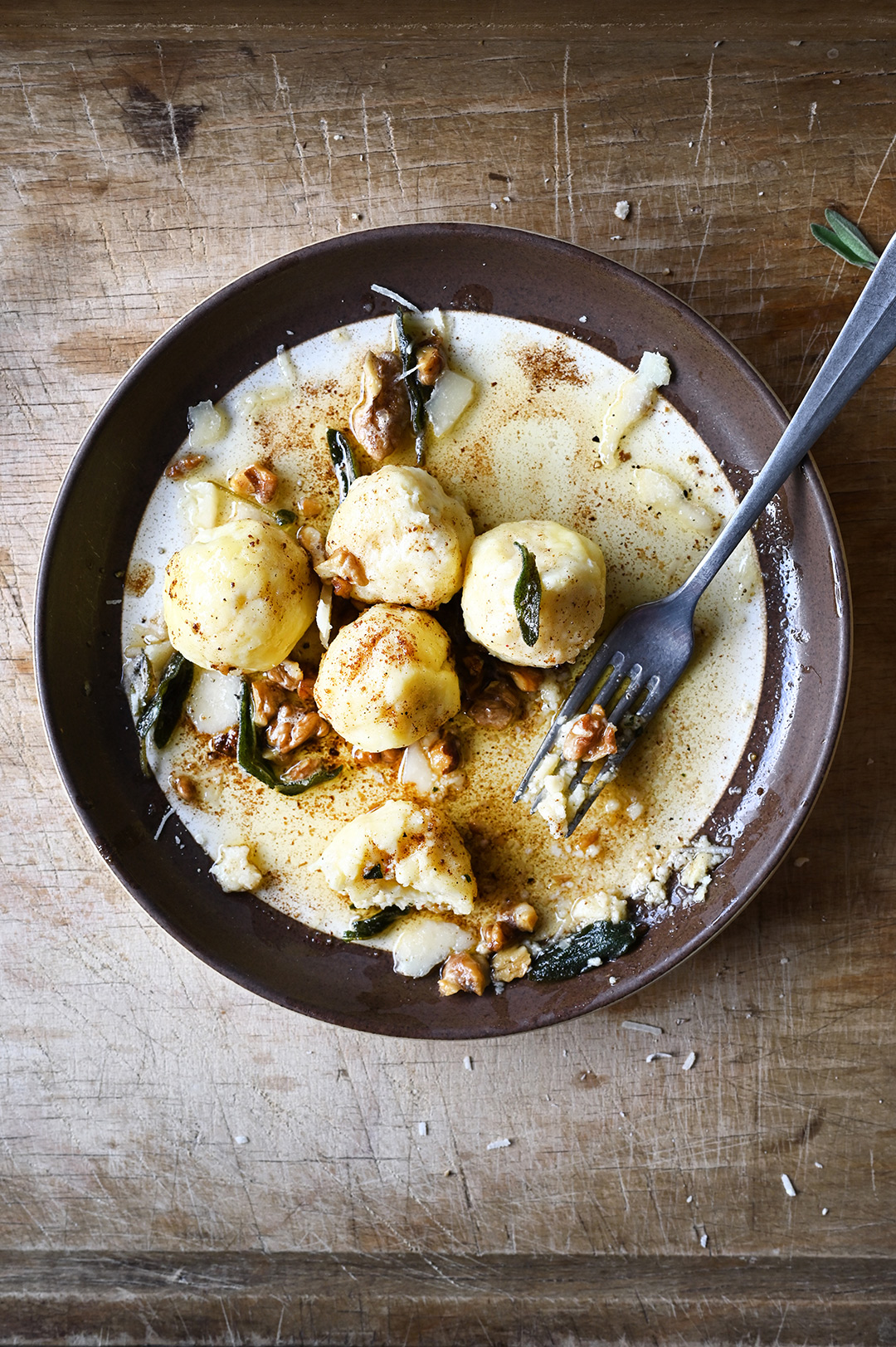 serving dumplings | Gnudi with browned butter and fried sage