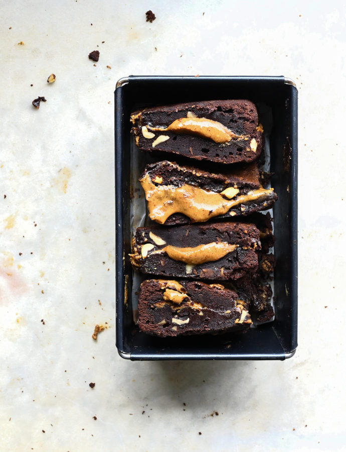 Fudgy peanut butter brownies