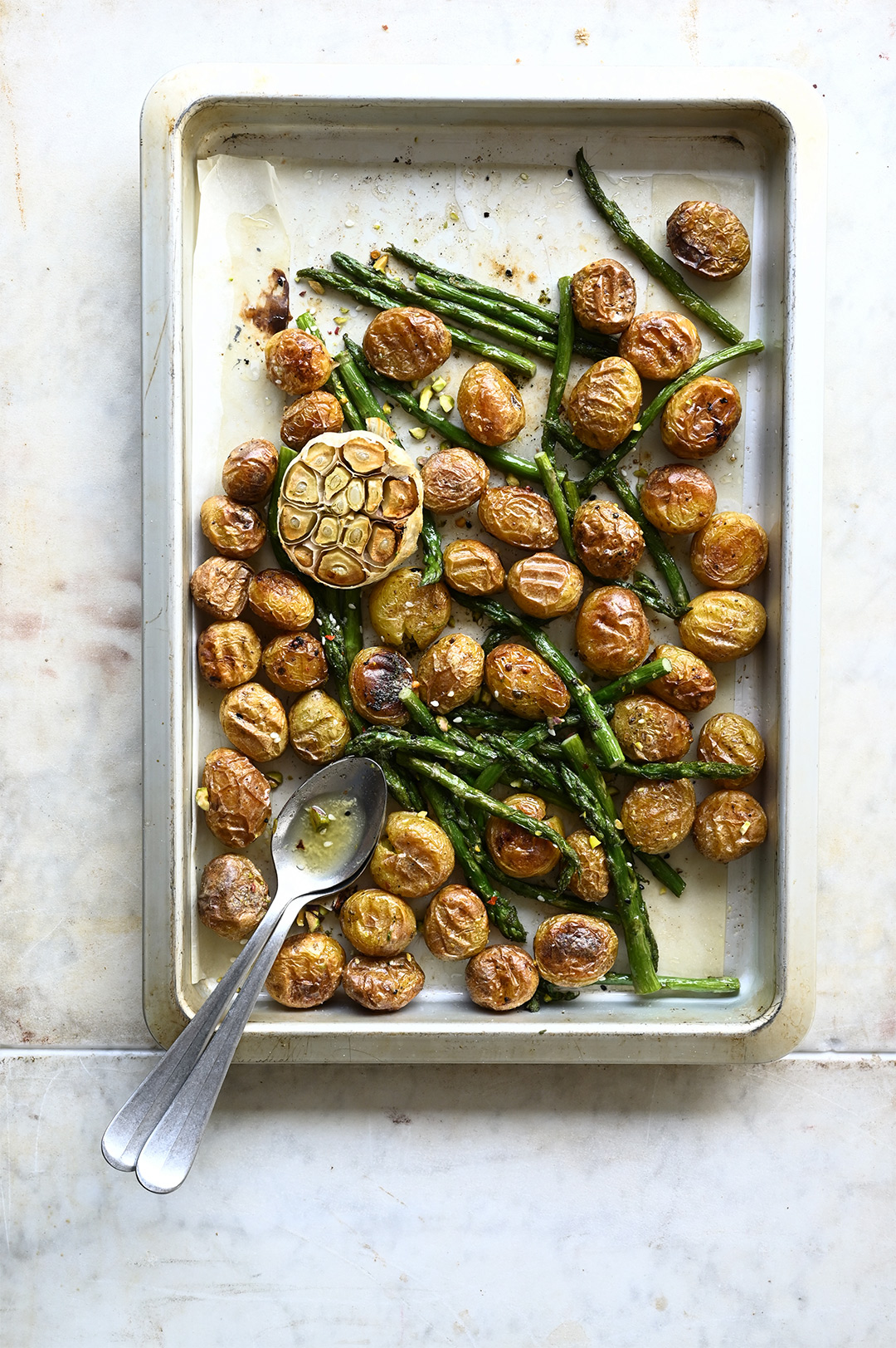 Za'atar roasted potato and asparagus salad