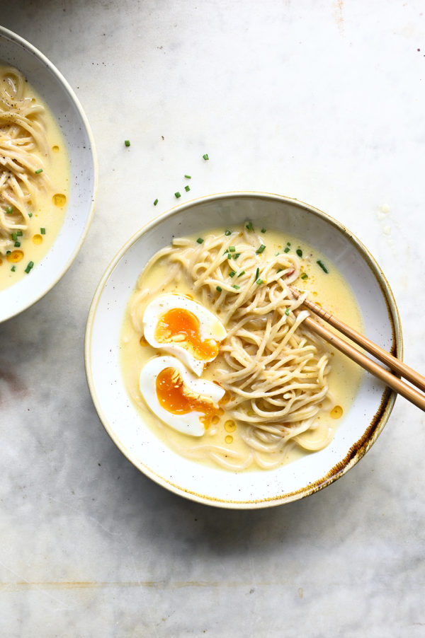 15 minute cheese ramen Serving Dumplings
