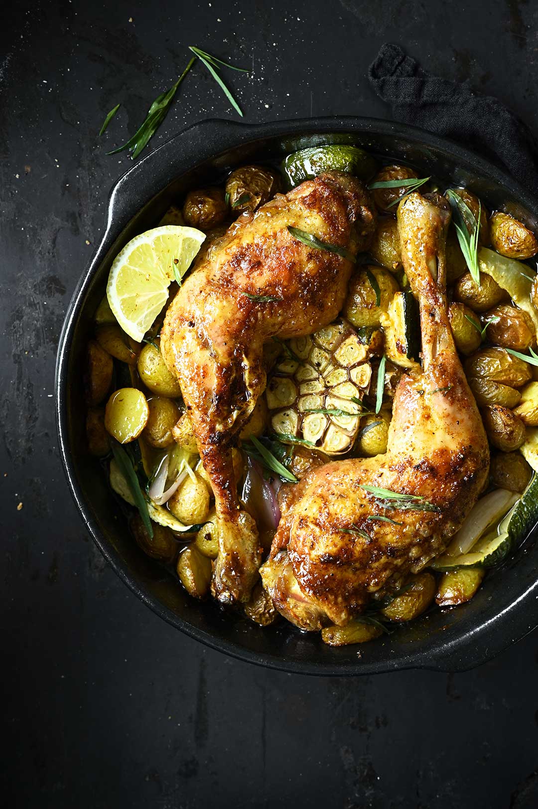 Tarragon roasted chicken legs