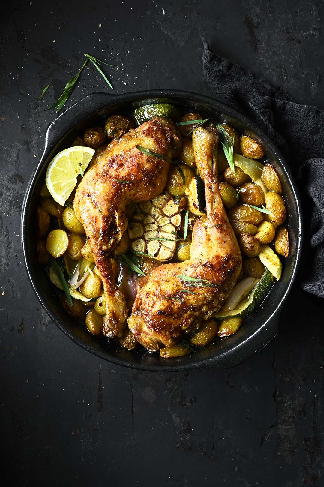 Tarragon roasted chicken legs