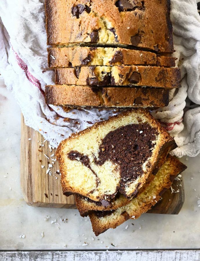Coconut marble cake