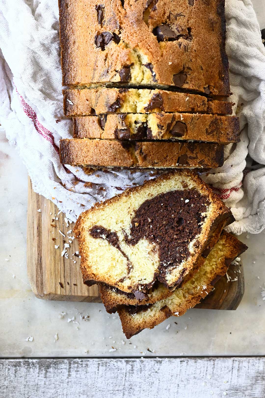 Coconut marble cake