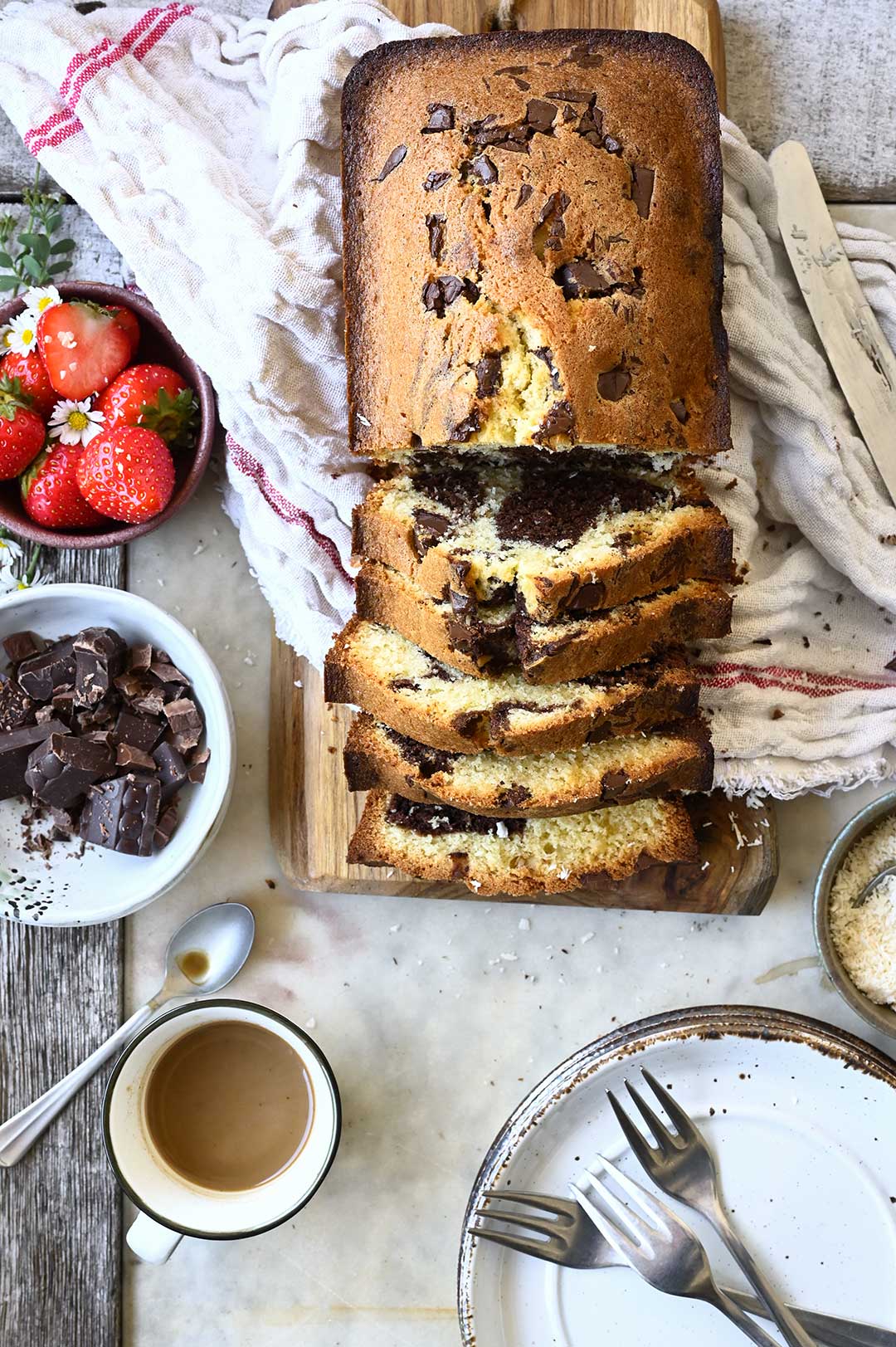 Coconut marble cake