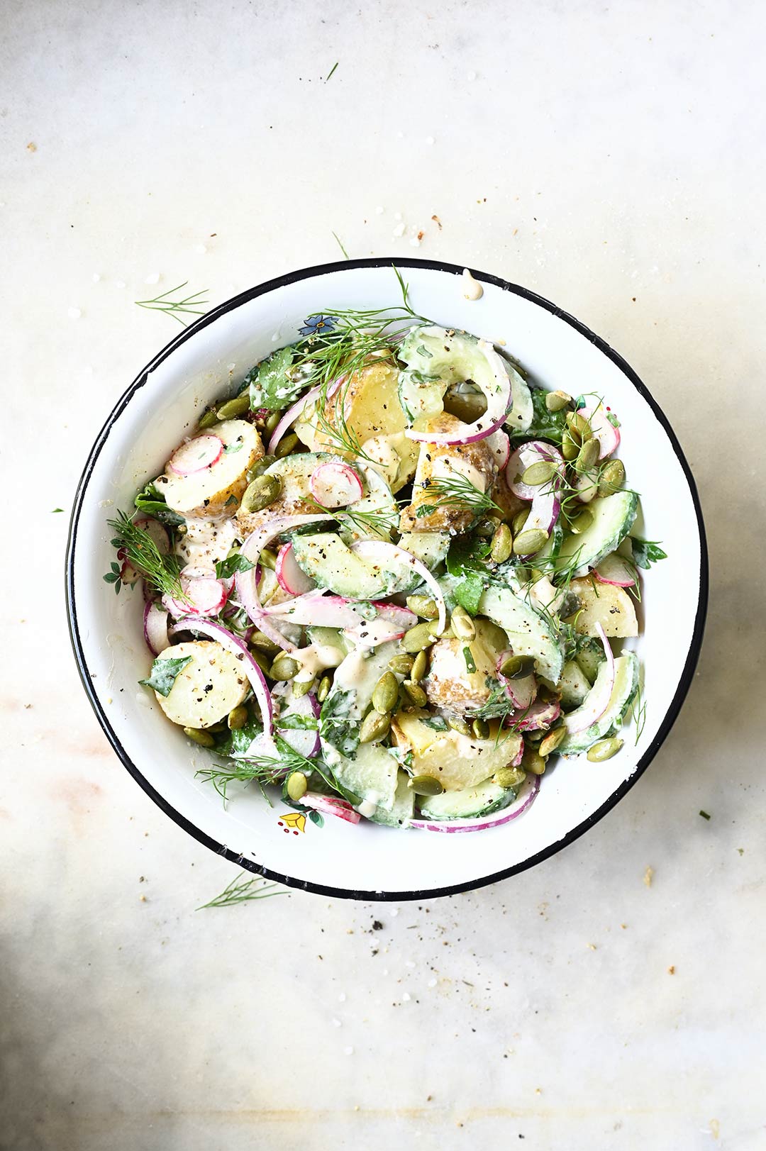 Potato salad with herbs and miso