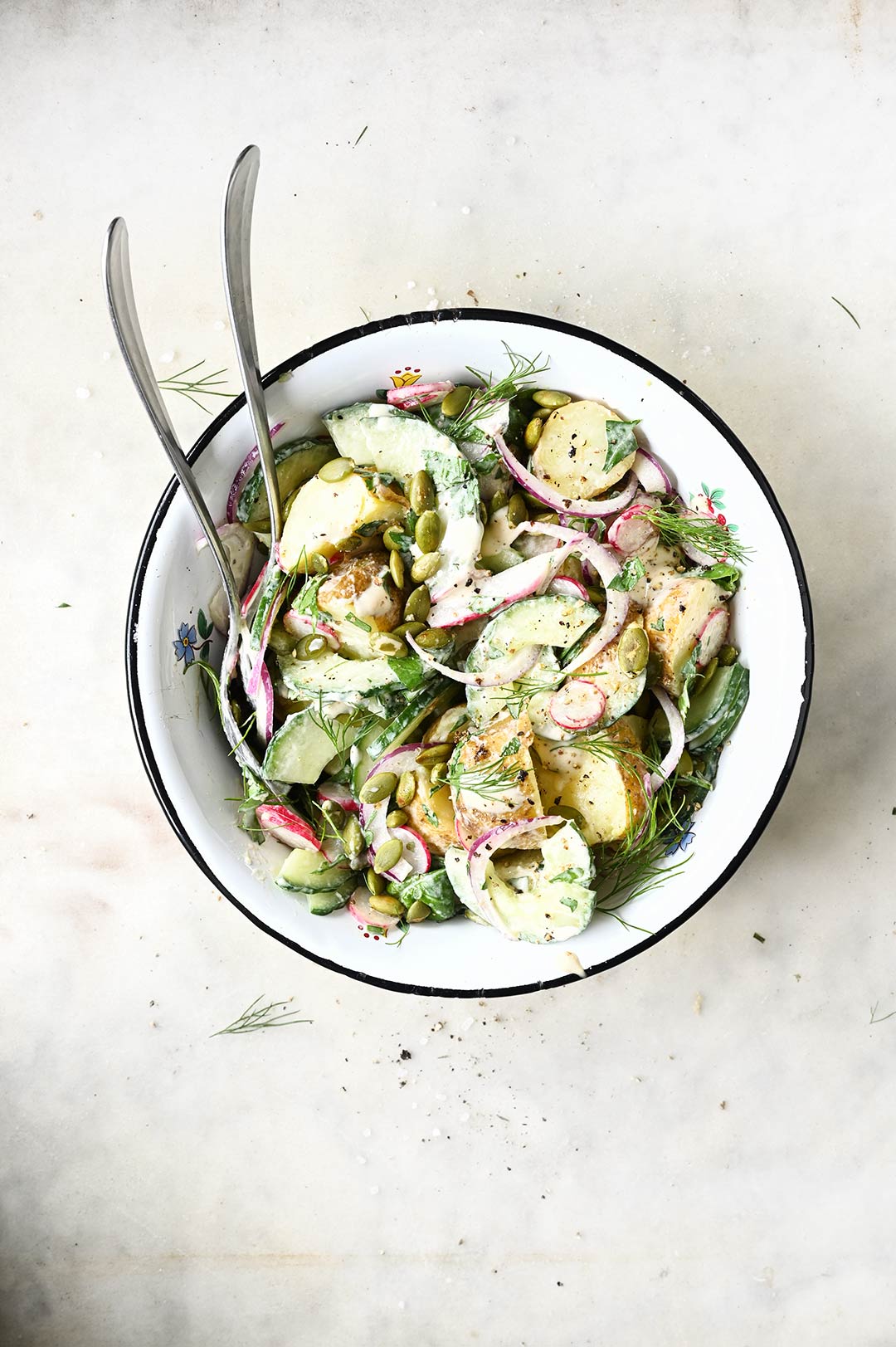 Potato salad with herbs and miso