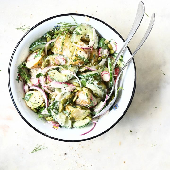 Potato Salad with Miso Dressing - Serving Dumplings