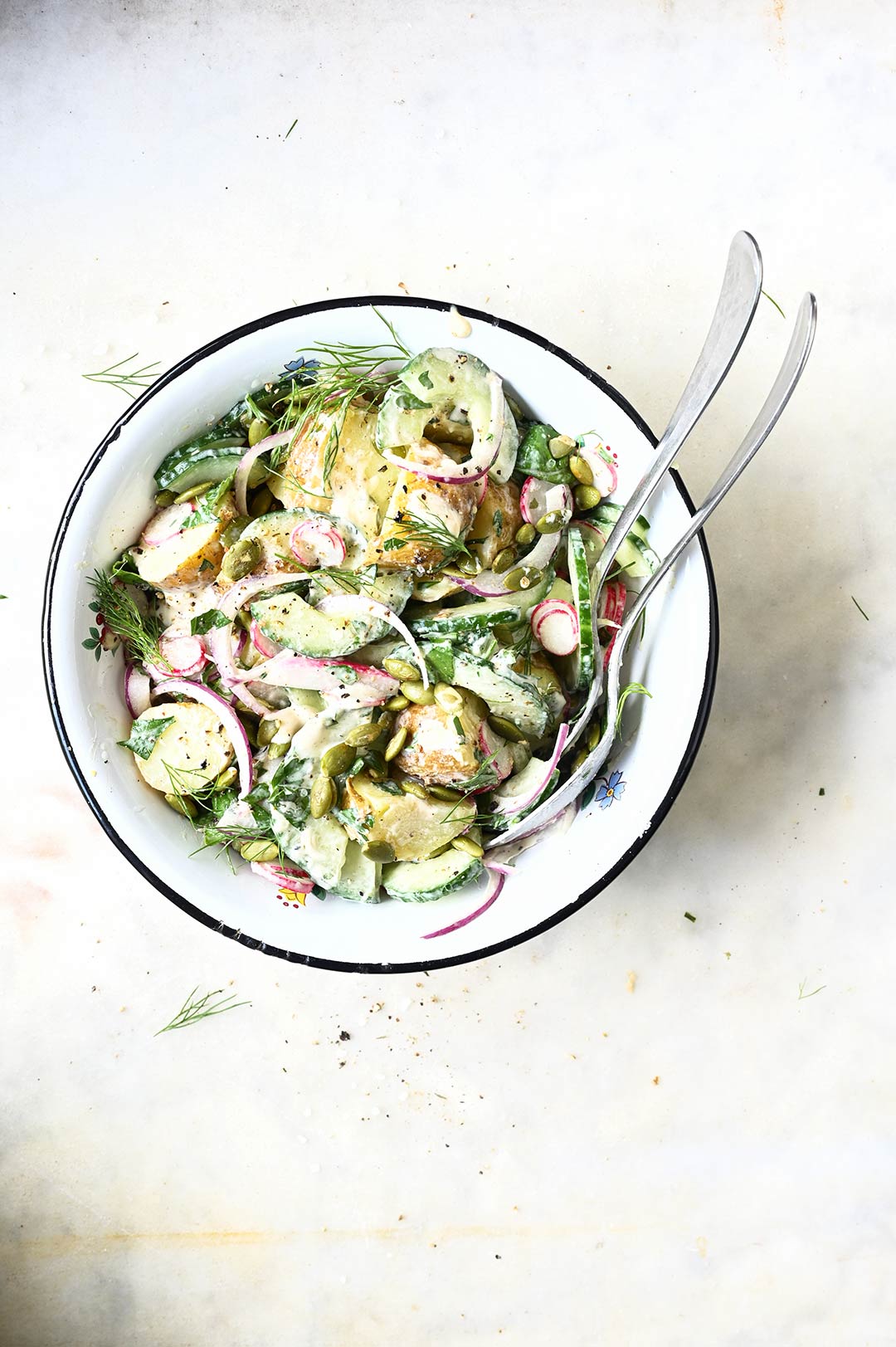 Potato salad with herbs and miso