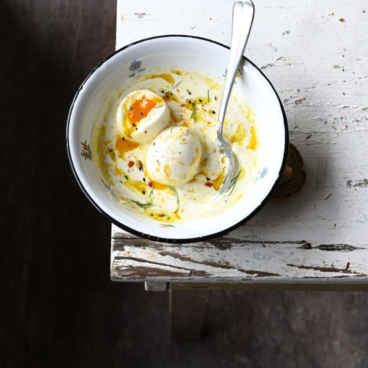 turkish eggs with ricotta and brown butter