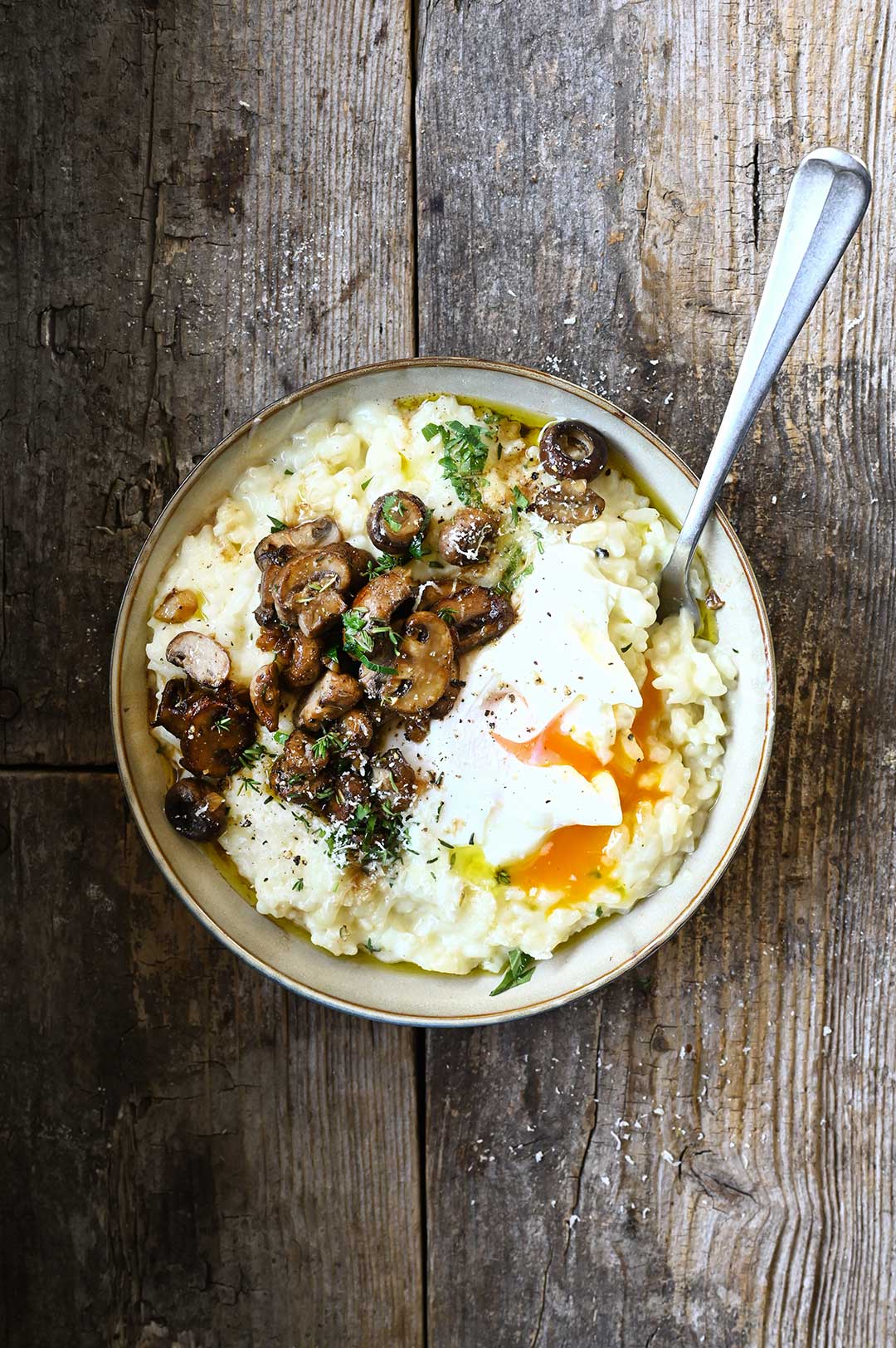 serving dumplings | Creamy Risotto with Balsamic Mushrooms